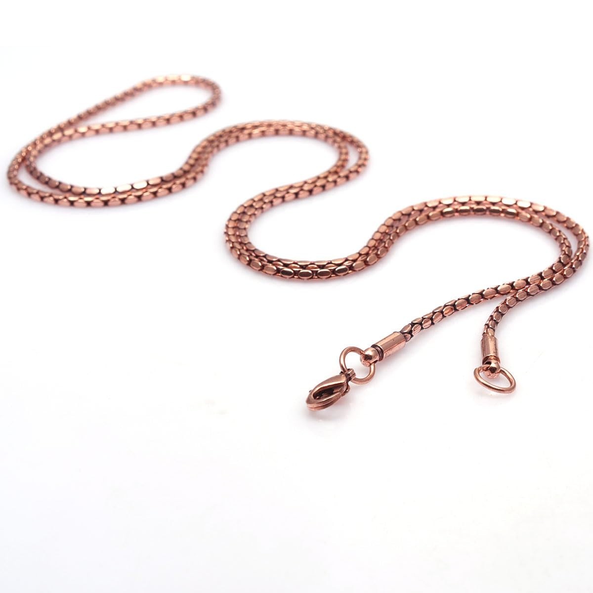 100% Pure Copper Box Chain Necklace for Pendants, Herringbone Design, Eco-Friend