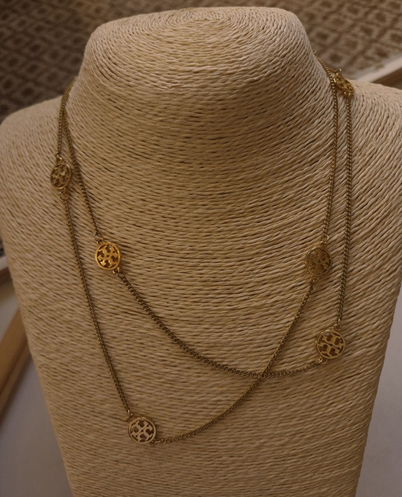 Vintage Tory Burch Miller Logo Necklace Lot of 2 Long Necklaces