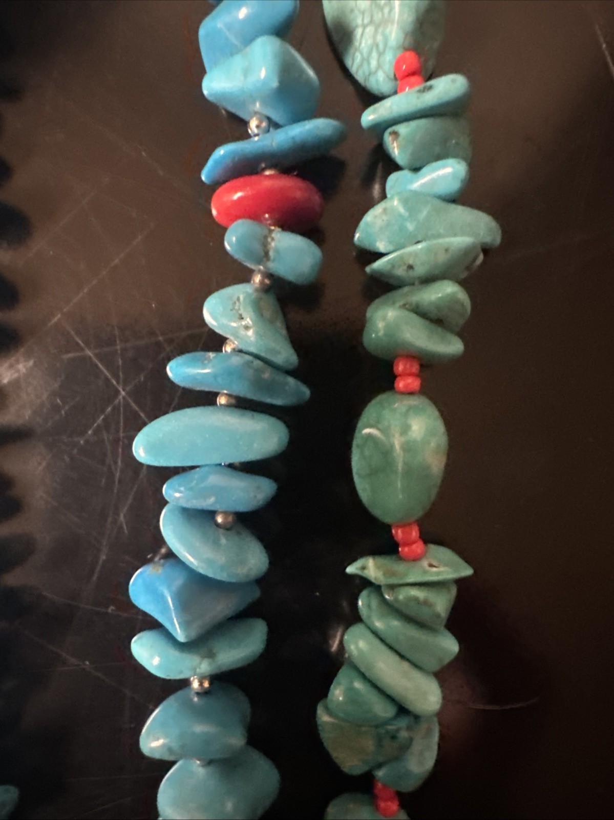 Block Turquoise Double Stained Necklace