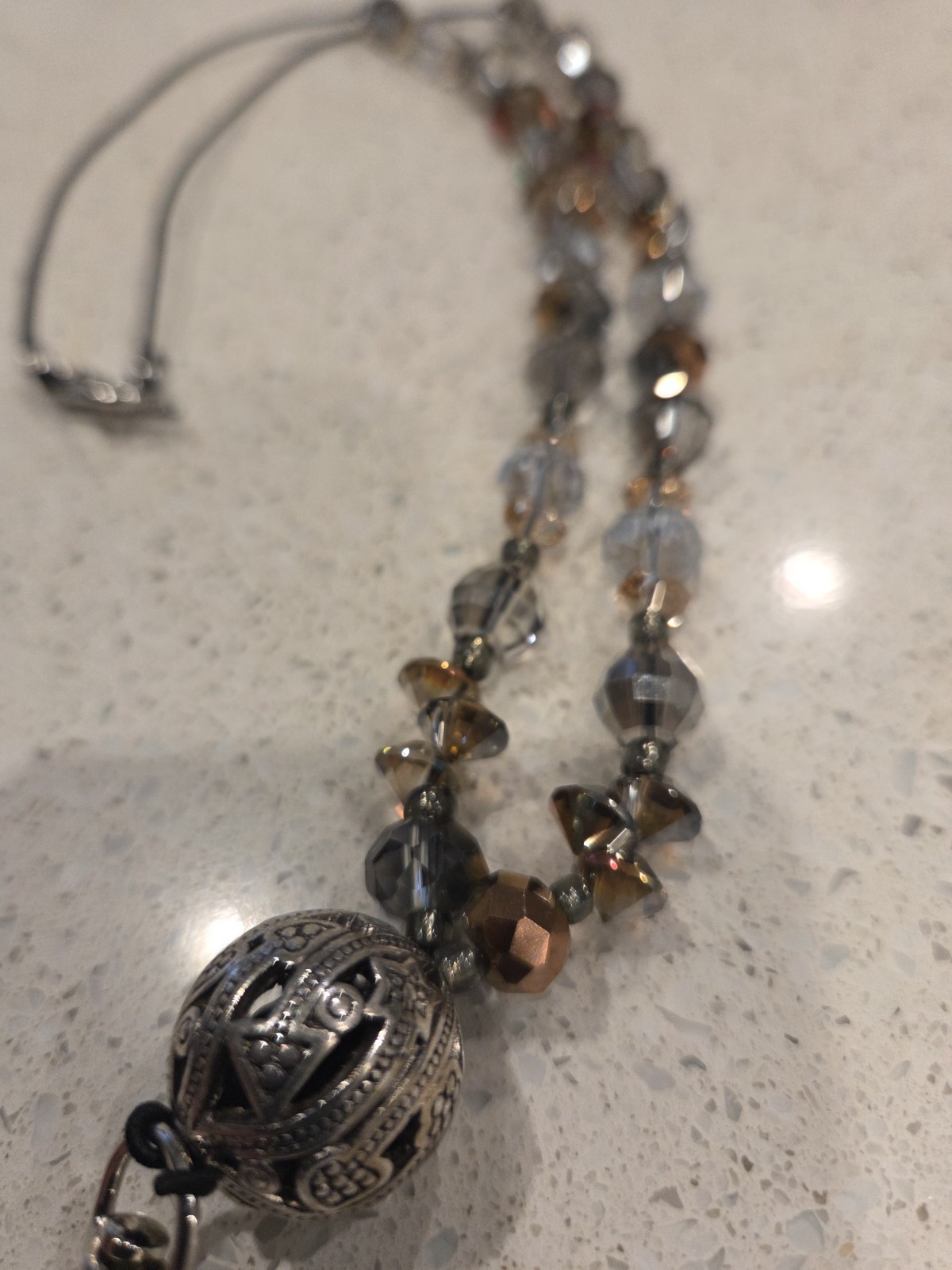 Chic Neutral Beaded Badge Lanyard