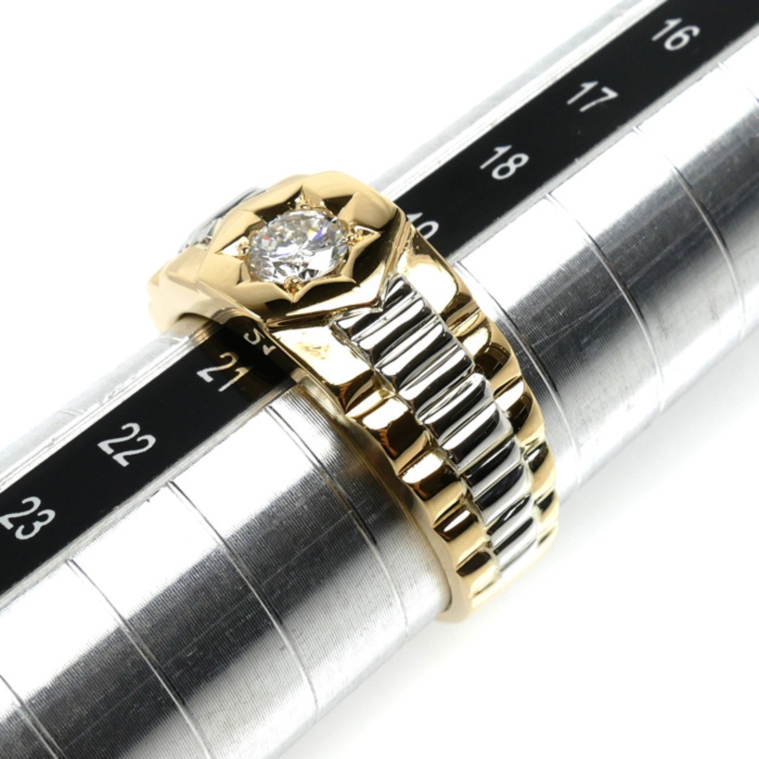 K18YG Yellow Gold Pt900 Platinum Ring & Diamond 0.44ct Size 20 12.0g Used KOER-0