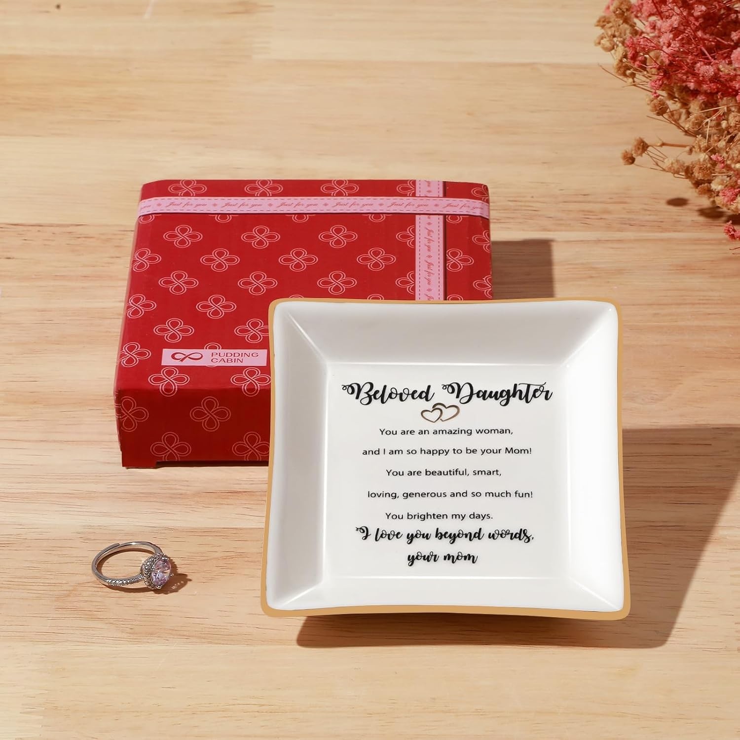 Beloved Daughter Engraved Ceramic Jewelry Dish – Perfect Gift for All Occasions
