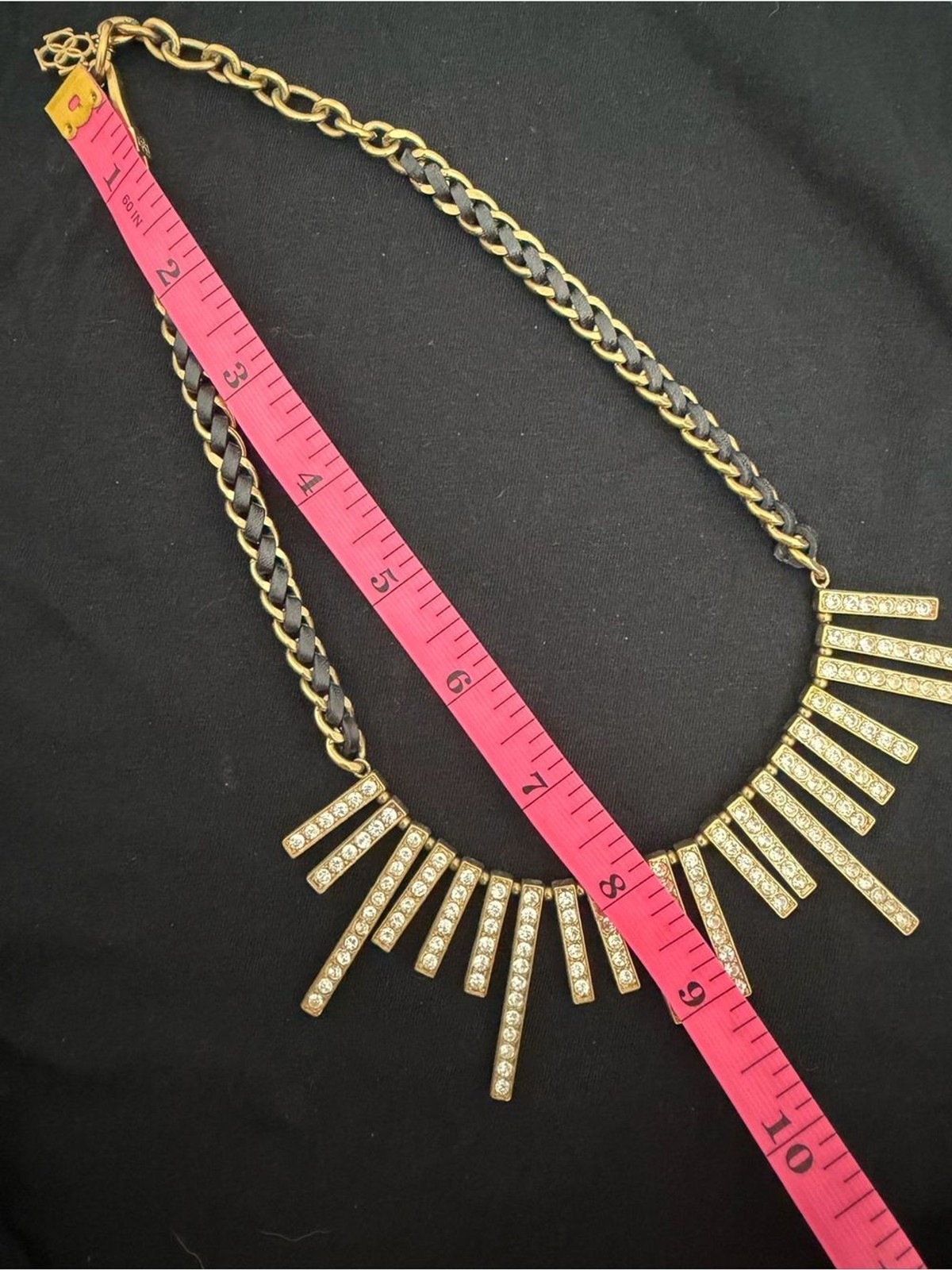Ann Taylor Gold and Black Crystal Fringe Necklace