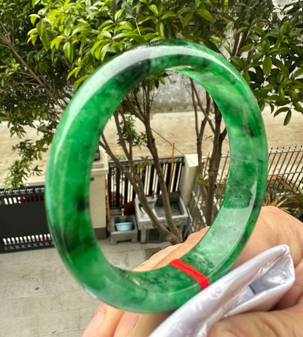 Natural Grade AAA Ice Green Burmese Jade jadeite bracelet bangle Women 56MM
