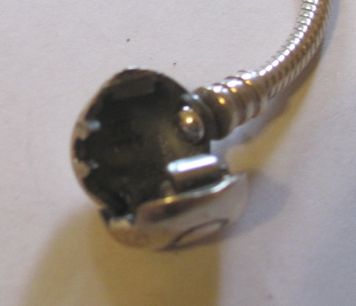 Pandora Sterling Silver Heart Clasp Snake Chain Bracelet #590719 Long 9.1 inches