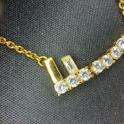 Fendi First Necklace Logo Necklace Gold Crystal Women’s Accessory