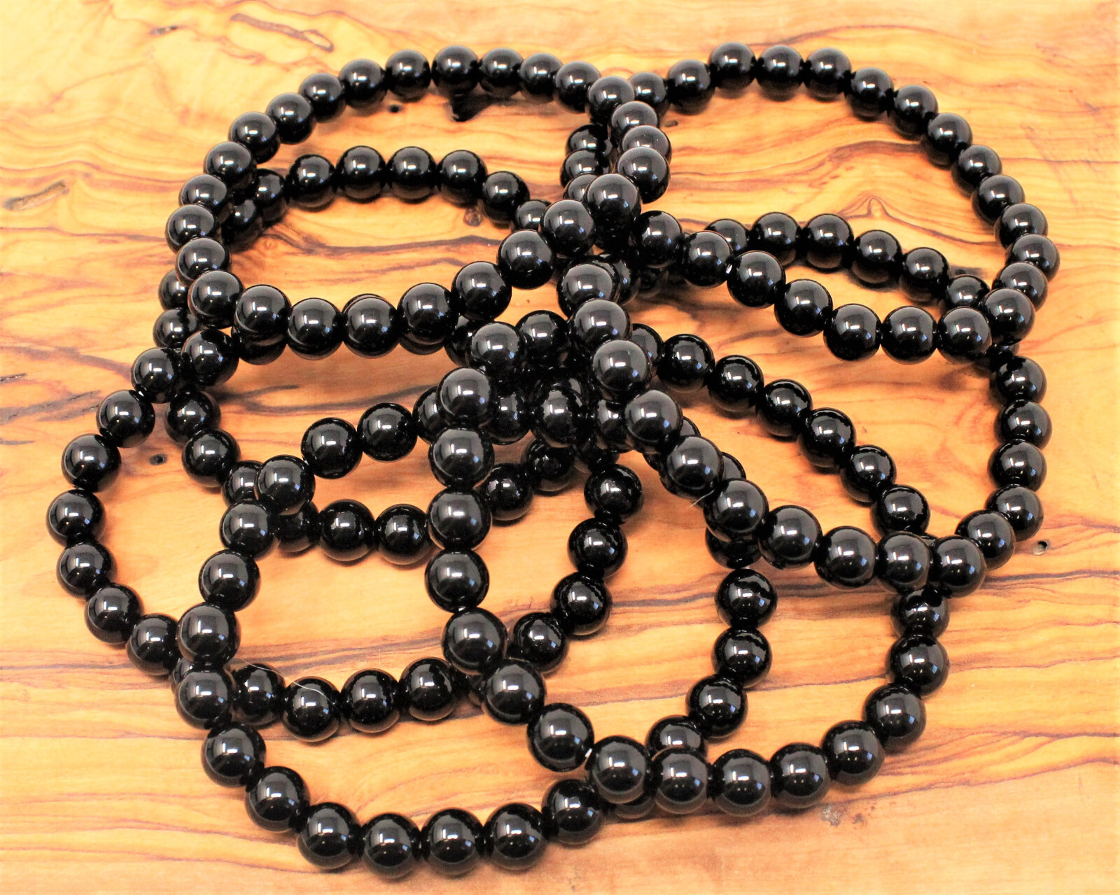 Jet Bead Bracelet: 8 mm Round Crystals (Jet Bracelet, Jet Gemstone Bracelet)