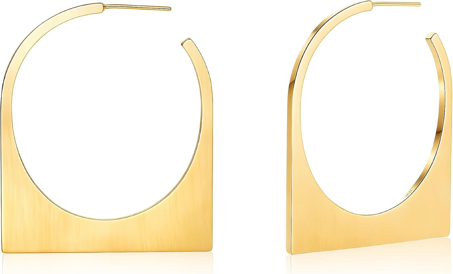 Large Gold Hoop Earrings for Women, 14K Real Gold Plated Copper Geometric Hollow
