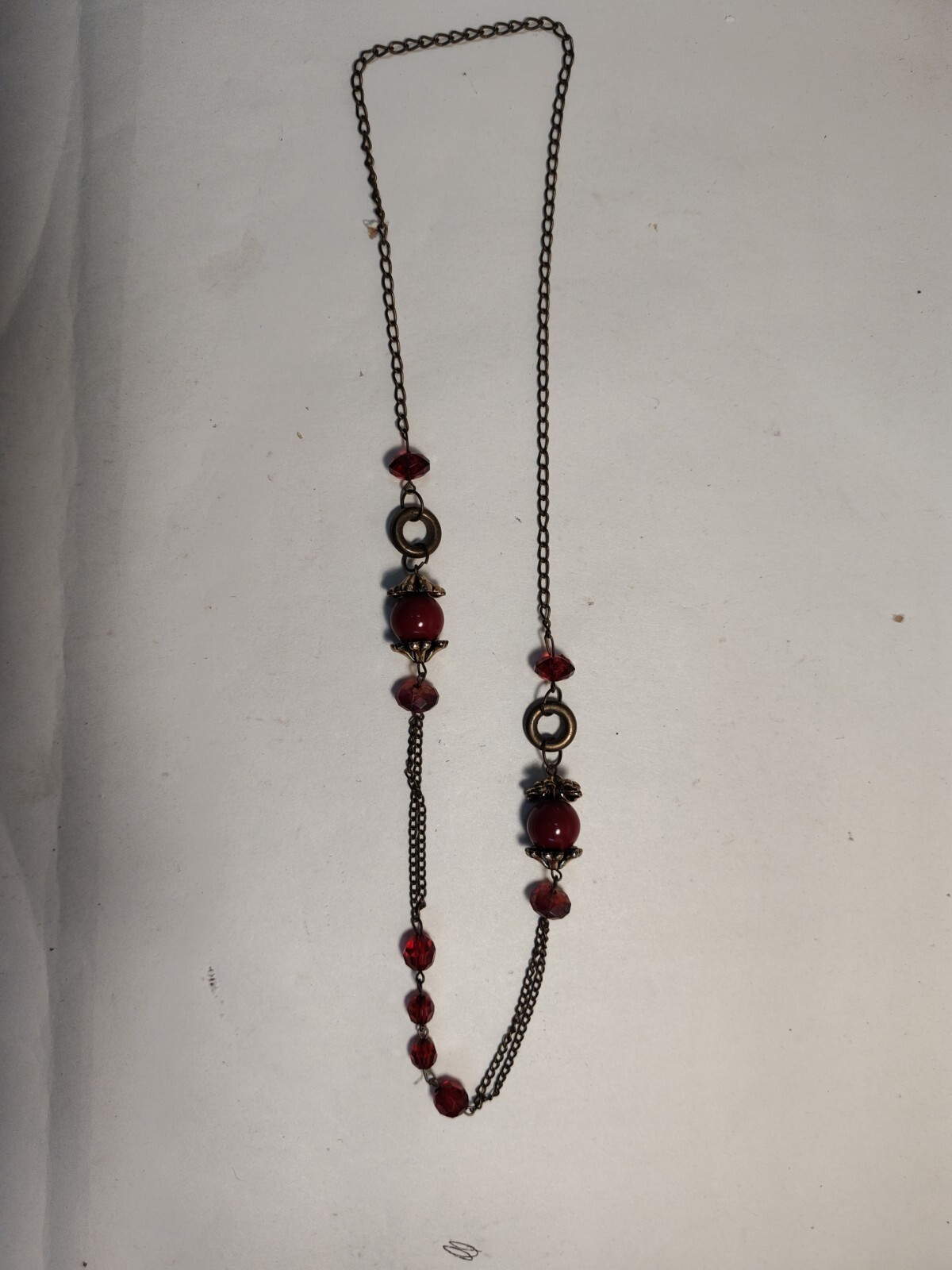 Beautiful Slip On Necklace With Red Beads