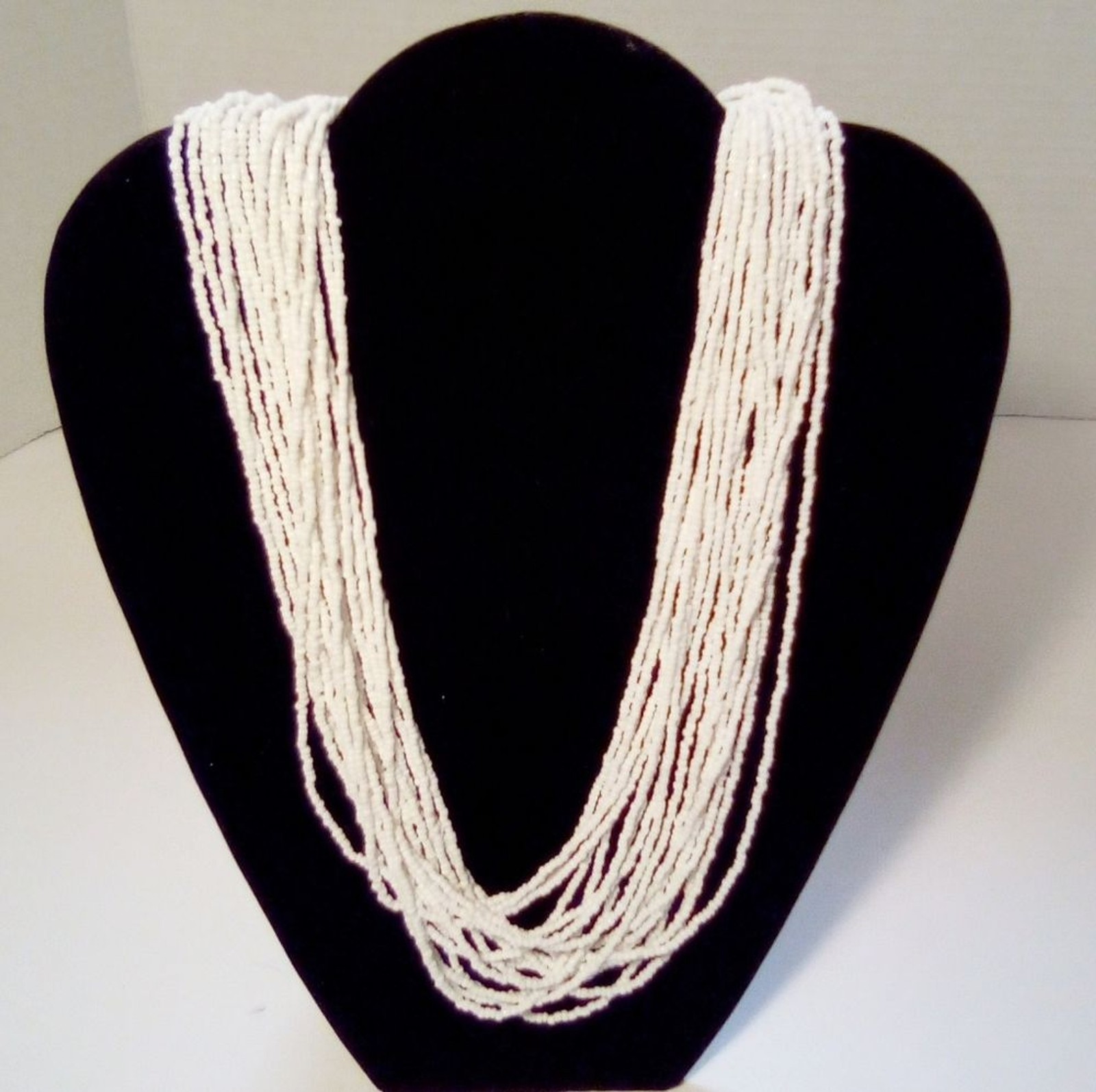 Fashion Necklace White Beads Beach Coastal Multi Strands Lobster Claw Clasp