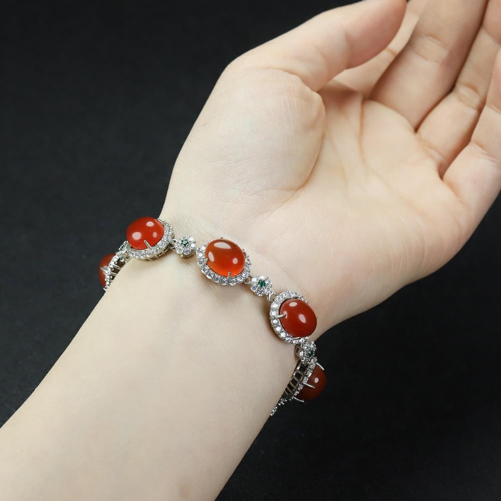 Girl Grandma Mothers Lady Women Red Jade Beads Bracelet Jewelry Gift Box DD298