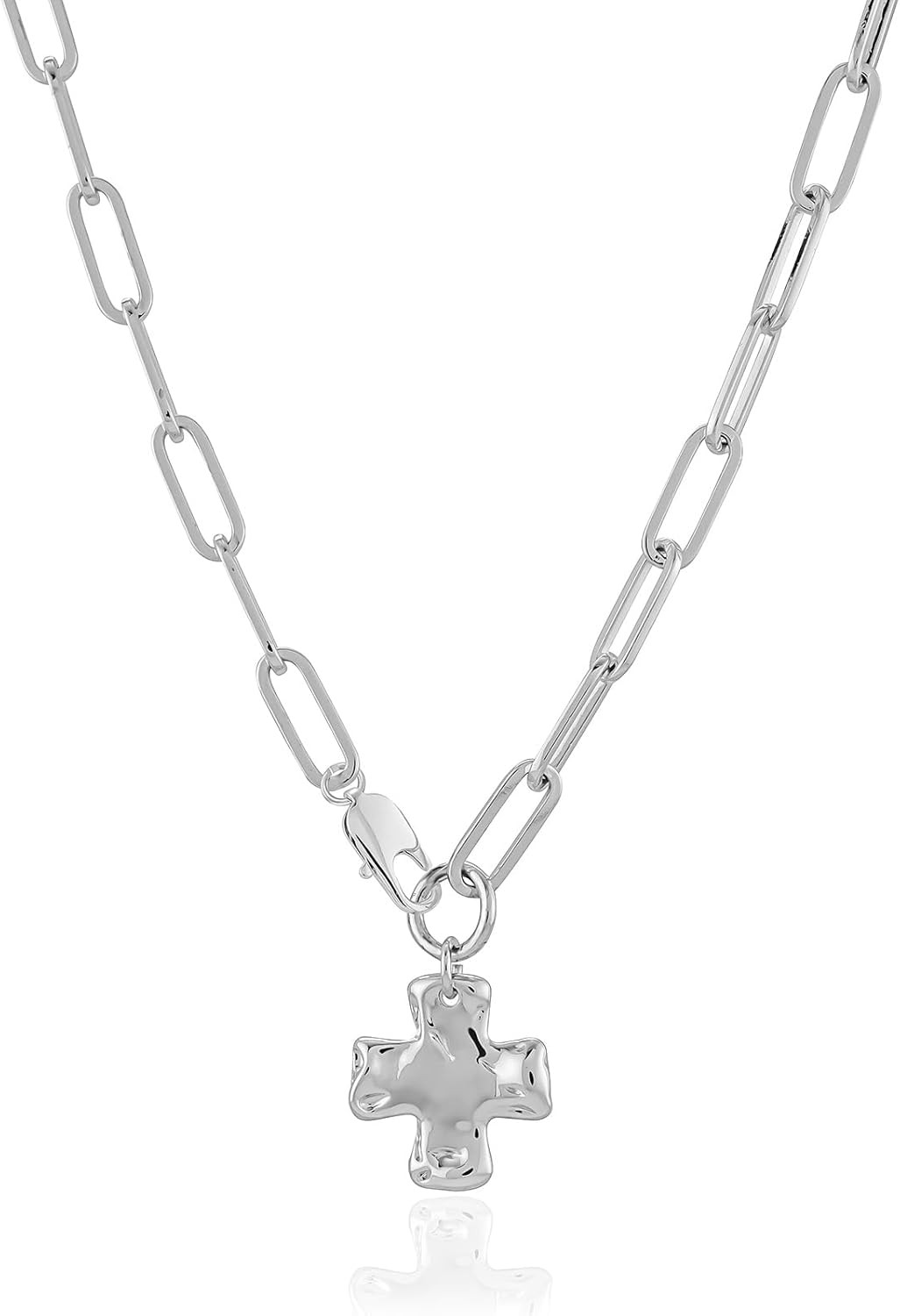 Chunky Cross Necklace for Women Trendy 14K Gold Silver Layered Statement Cross P