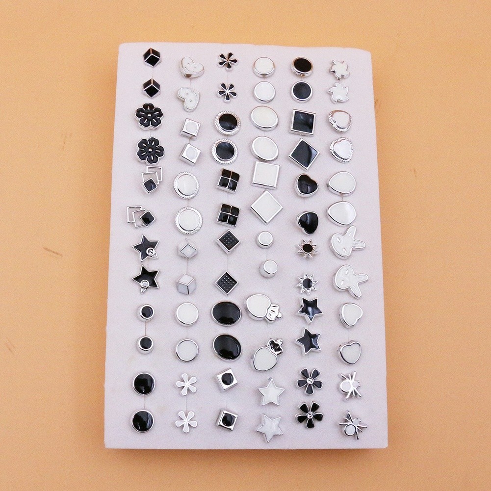 36 Pairs Mixed Color Flower Cartoon Enamel Stud Earrings Set Plastic Resin