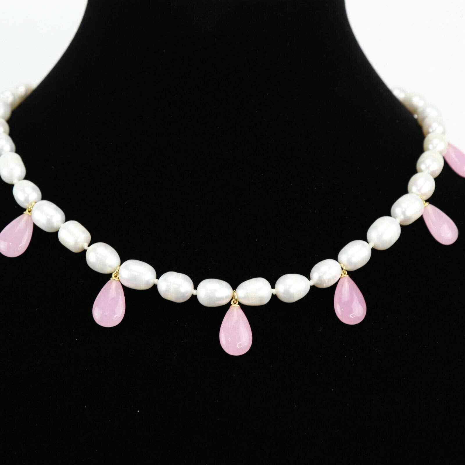 Kate Spade Gold-Tone Freshwater Pear (8-10mm) & Semi-Precious Pink Jade Strand
