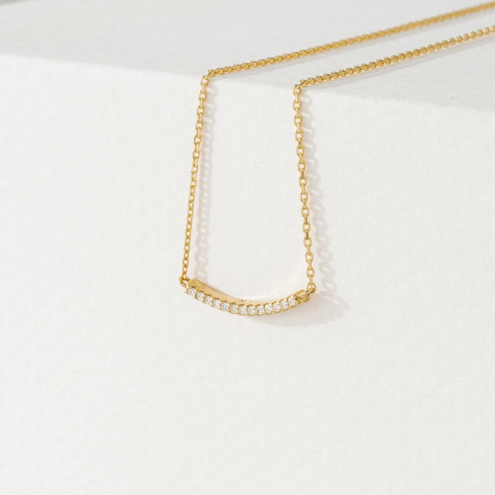 1.00 Ct Round EF VS Lab Grown Diamond Dainty Bar Necklace in 14K Solid Gold