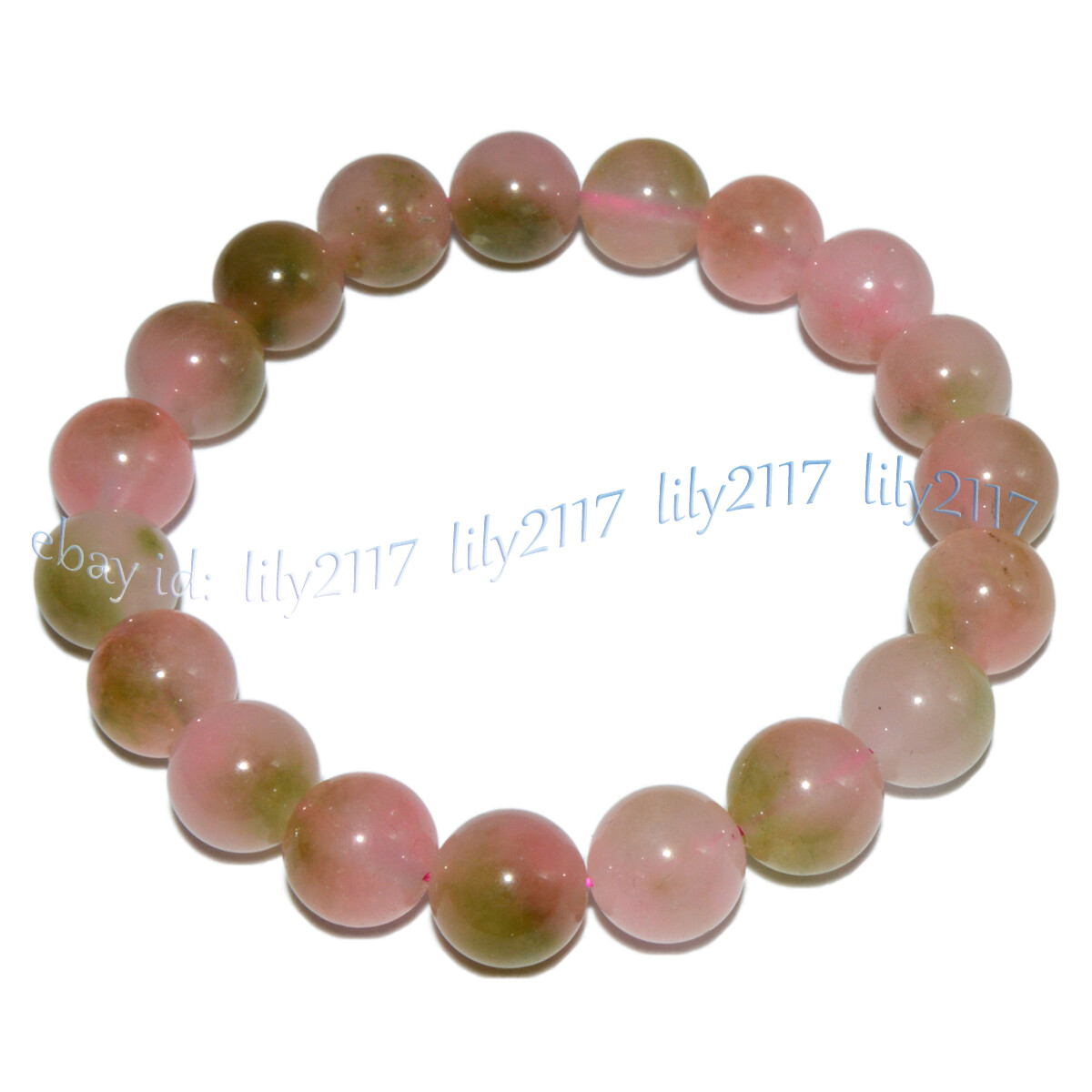 8/10/12/14mm Pink Green Multicolor Jade Round Gems Beads Elastic Bracelet 7.5”