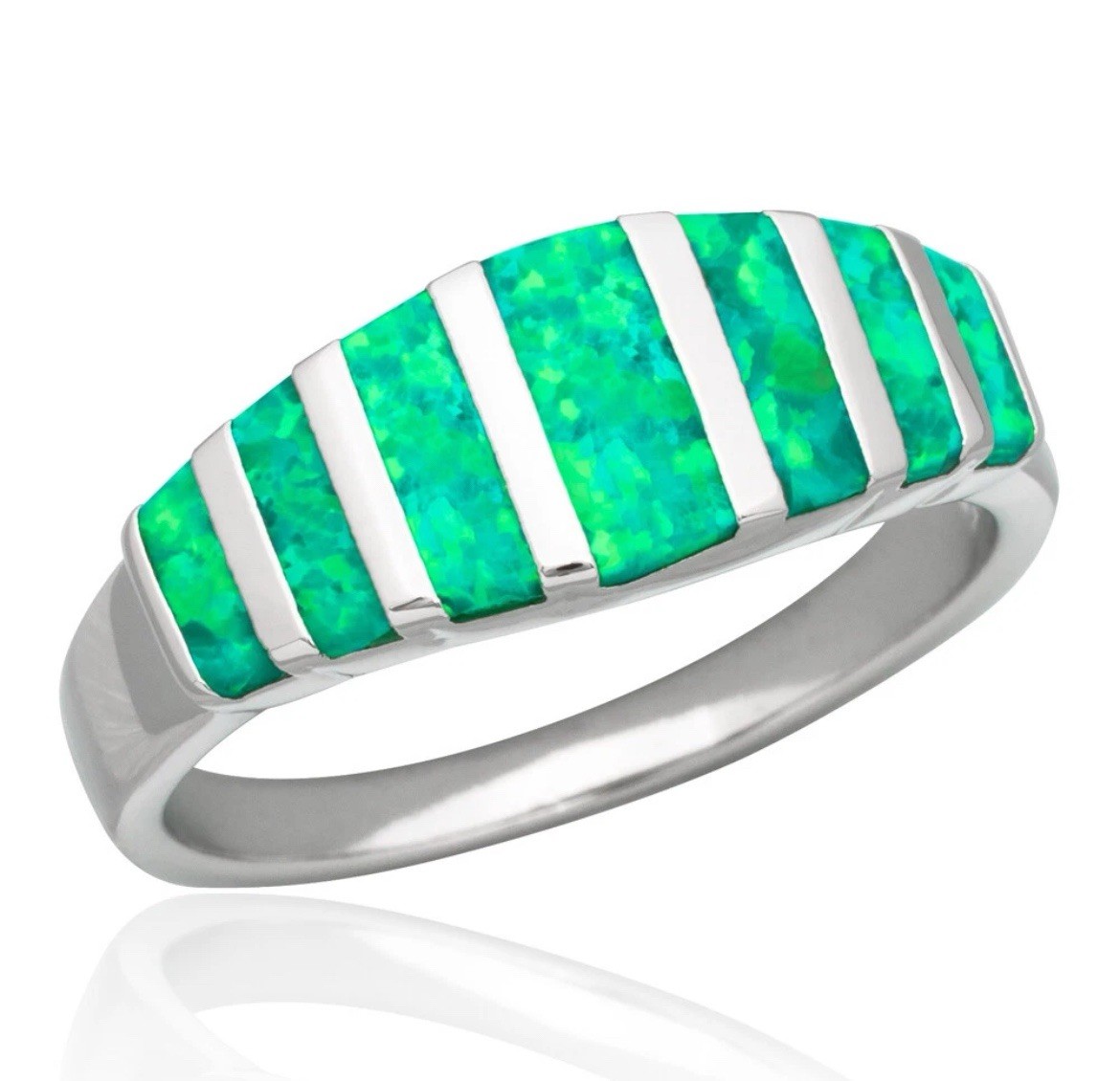 Gorgeous Kiwi Green Fire Opal 10mm Earrings & Ring Size 9.5 Set