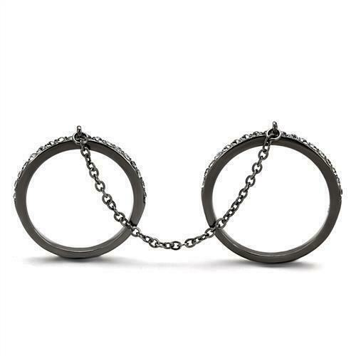 Brilliant Micro Paved Cubic Zircon CZ AAA Black Ion Plated Fashion Ring Tk2614