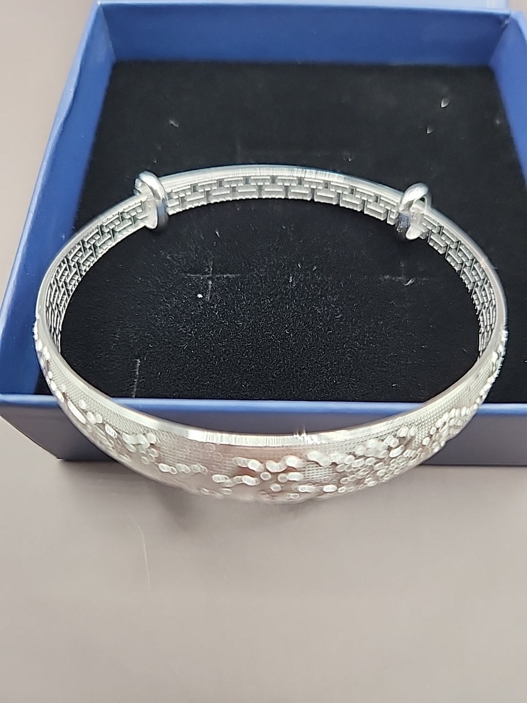 925 Silver Plated Adjustable Bangle Bracelet Women Fashion Jewelry