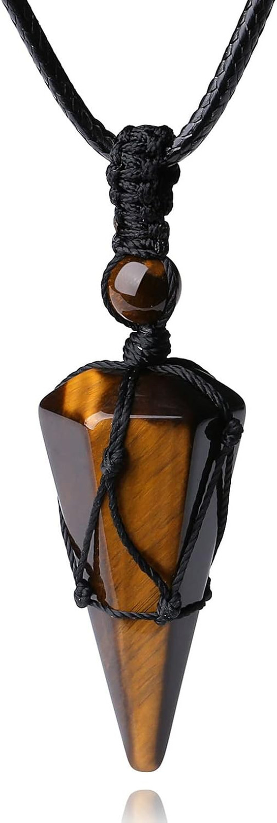 Healing Crystal Necklace for Men Jewelry Gift | Adjustable Black Rope Natural Ge