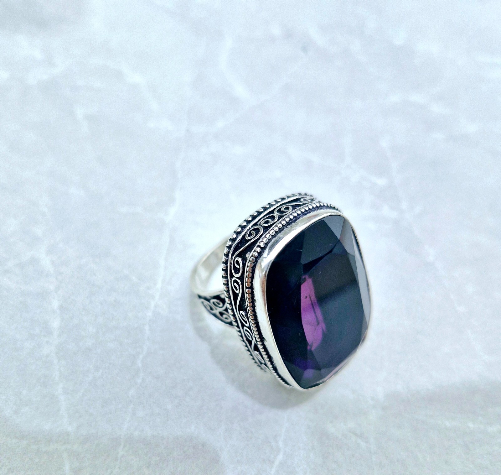 Amethyst Gemstone Handmade Jewelry Ring Size 9