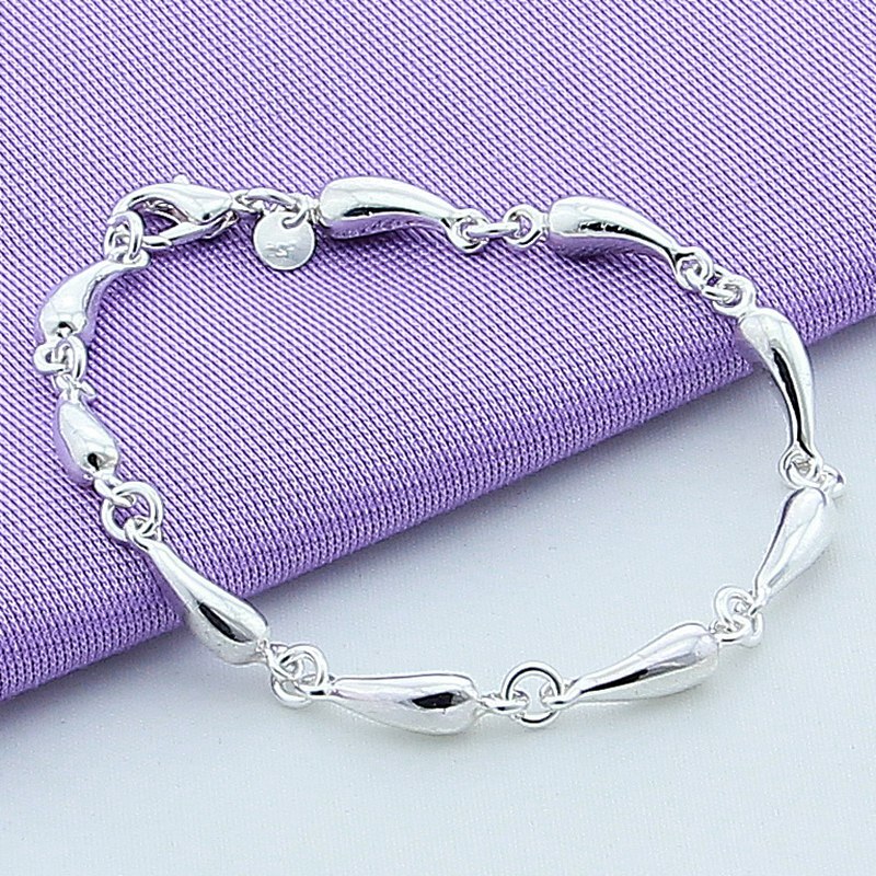 925 Sterling Silver Temperament Fashion Charm Jewelry Water Drop Bracelet Chain