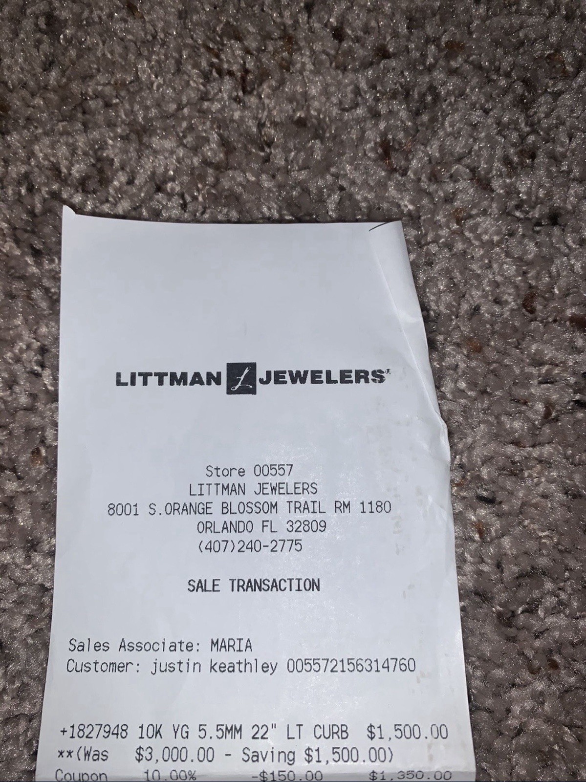 Littman Jewelers 10K Yellow Gold 22in Curb Link Chain Necklace Lobster