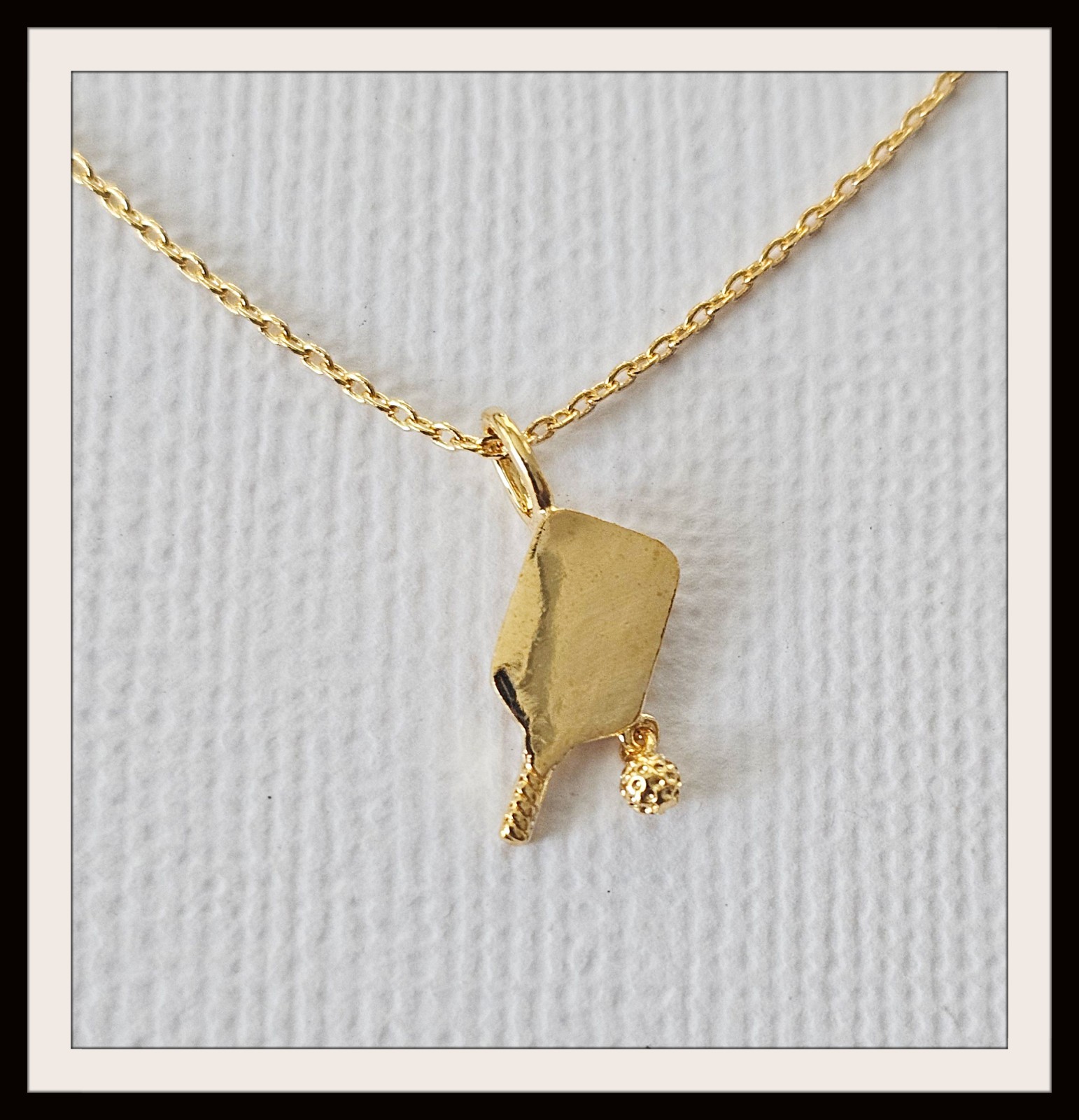 Pickleball Pendant Necklace 18K Gold Dipped Sports New