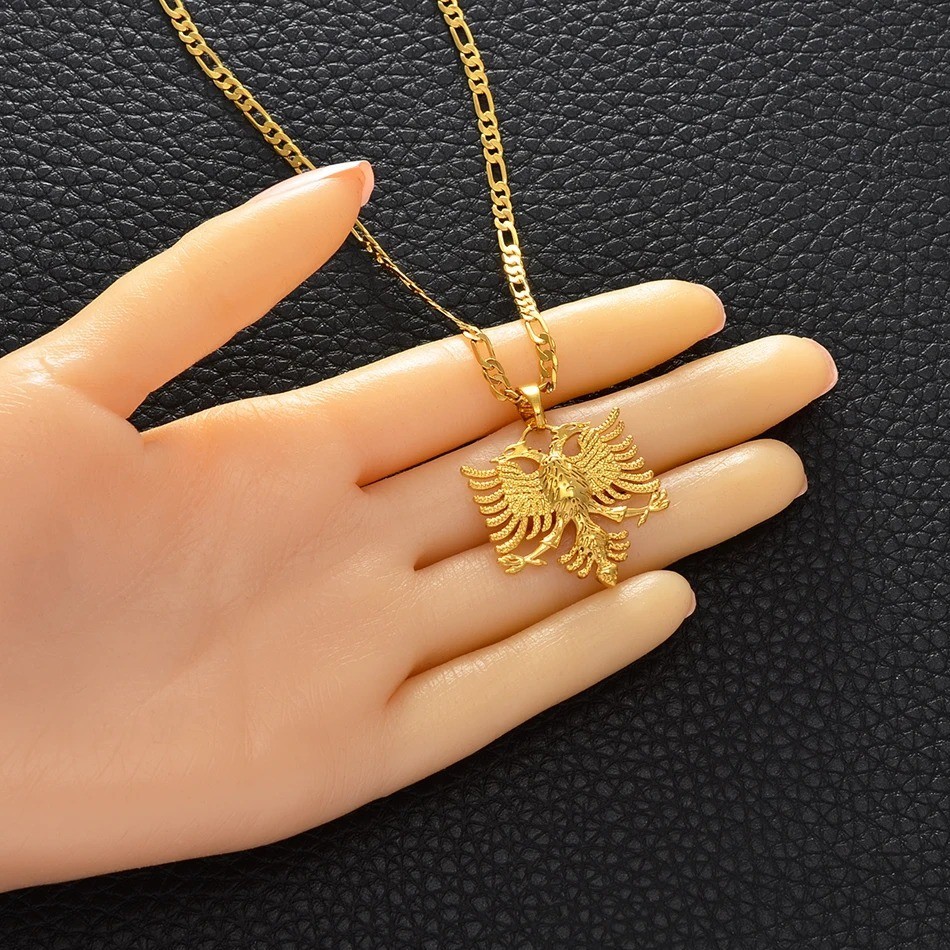 Eagle Pendant Necklace Albanian Jewelry Ethnic Kosovo Silver/gold Color