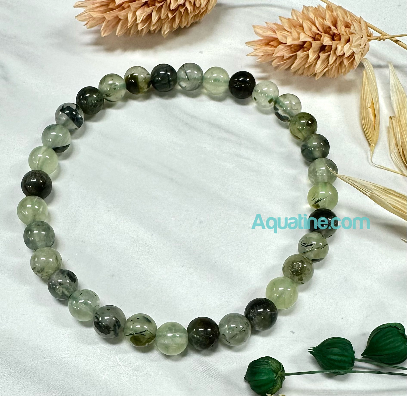 Prehnite 6mm Natural Crystal Bead Stretch Bracelet CUSTOM SIZING