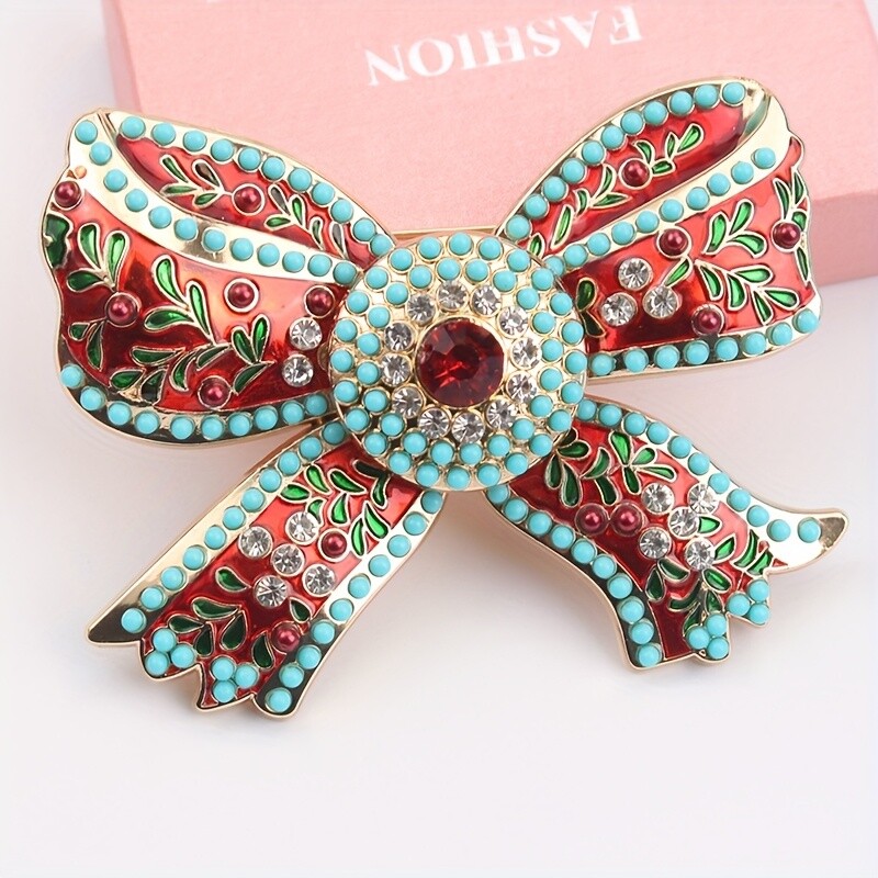 women fashion colorful bow brooch luxury rhinestone accessories pins jewelry