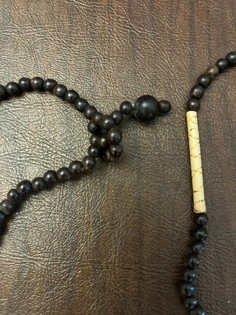 Handmade Zambia Necklace Wood Beads Round Pendant African Boho Tribal