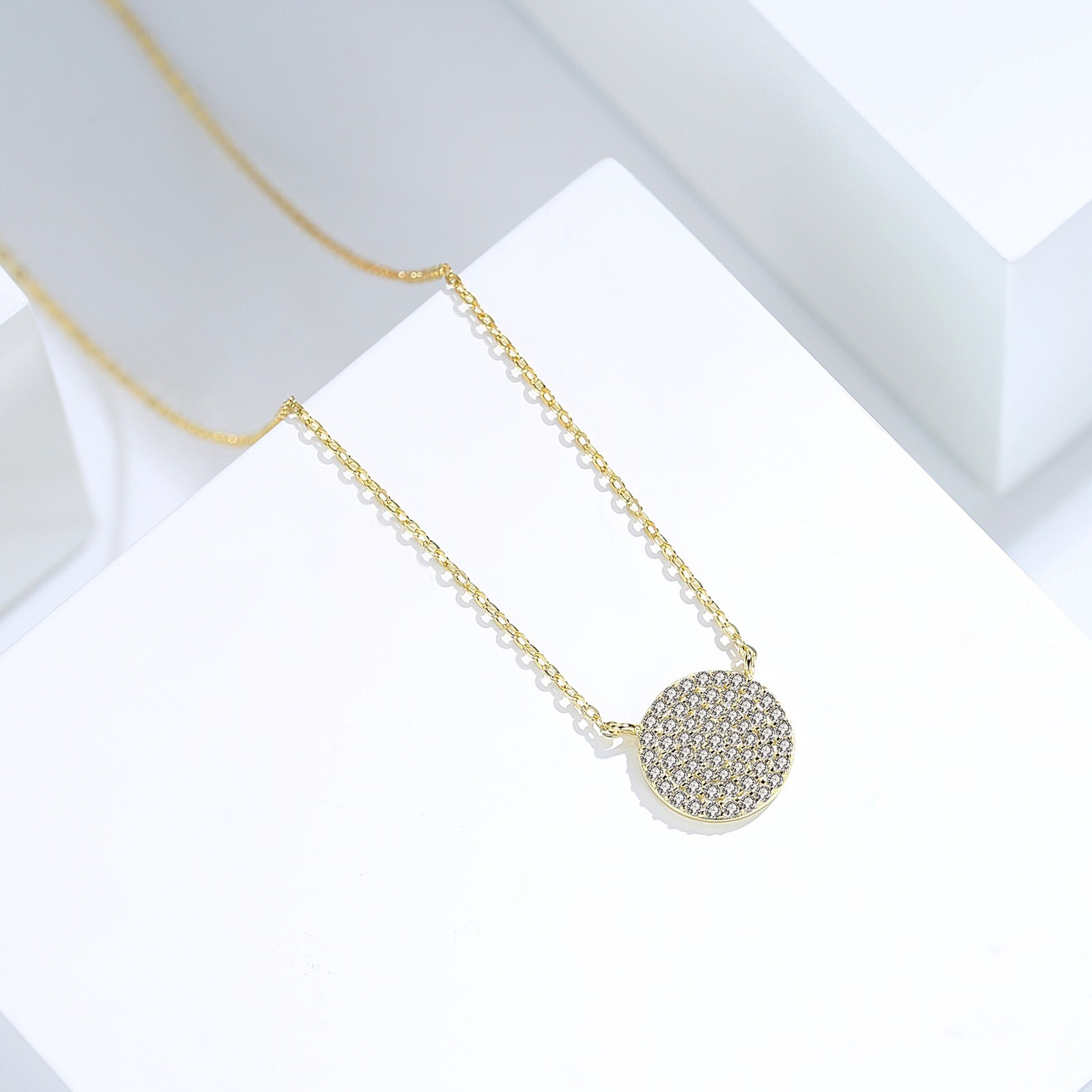 Lavishe 925 Sterling Silver Cubic Zirconia Pave Disc Round Pendant Necklace…