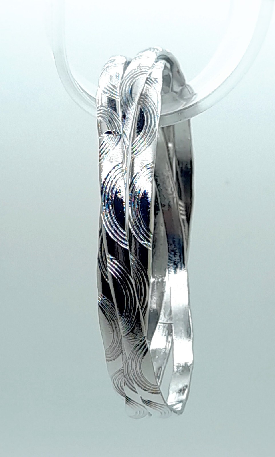 Set of 3 4.5mm Thin simple Rhodium Plated Fashion Jewelry Bangle Bracelets