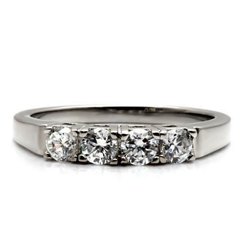 TK047 – High polished (no plating) Stainless Steel Ring with AAA Grade CZ in