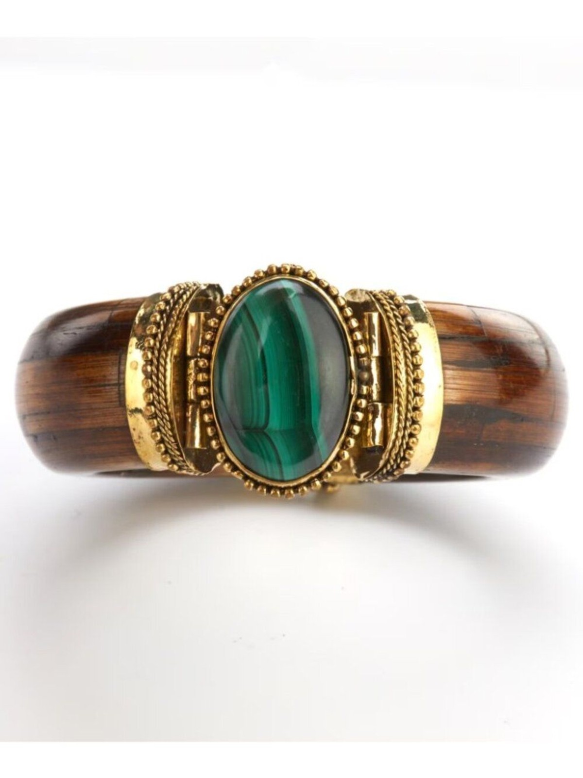 Designer Handmade Malachite Buffalo Bone Bracelet Boho Statement Cuff NWT