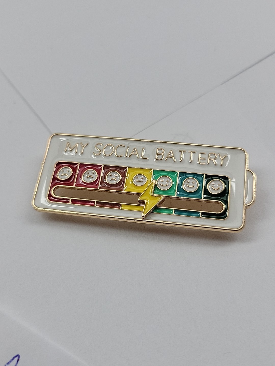 My Social Battery Lapel pin, adjustable slide, novelty collector pin