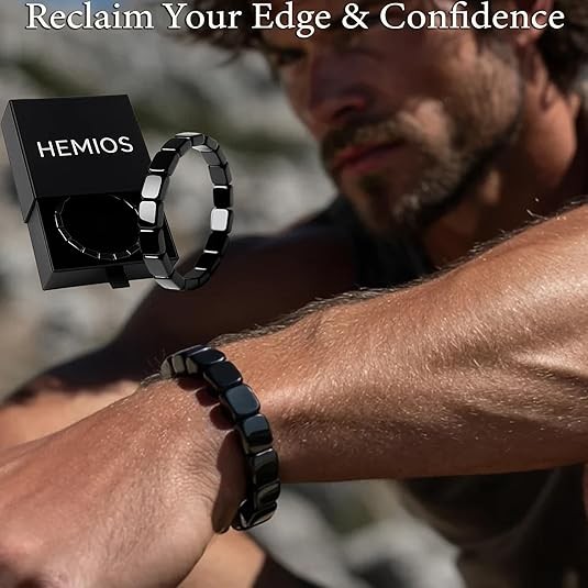 2Pcs Hematite Bracelet for Men Natural Black Energy Healing Reiki Bracelet Gift