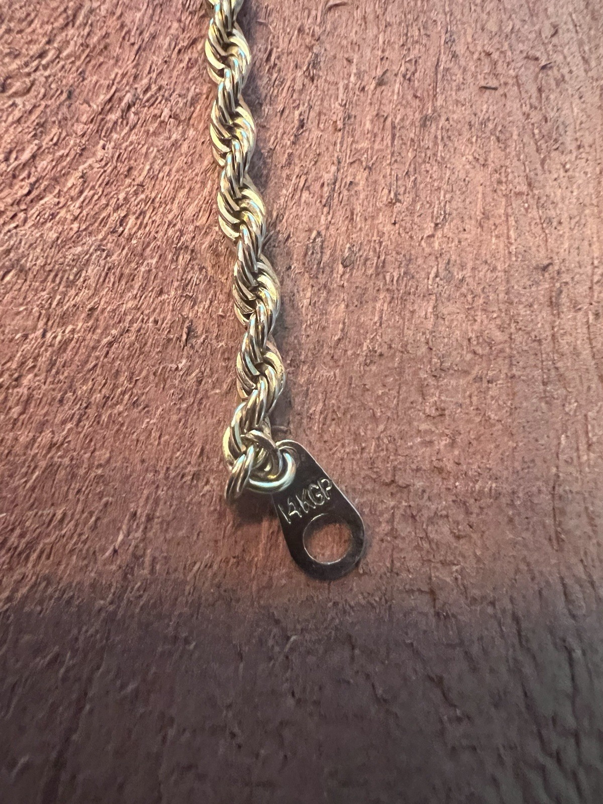 Gold Plated Rope Chain Necklace 14KGP Classic Simple 24 Inch