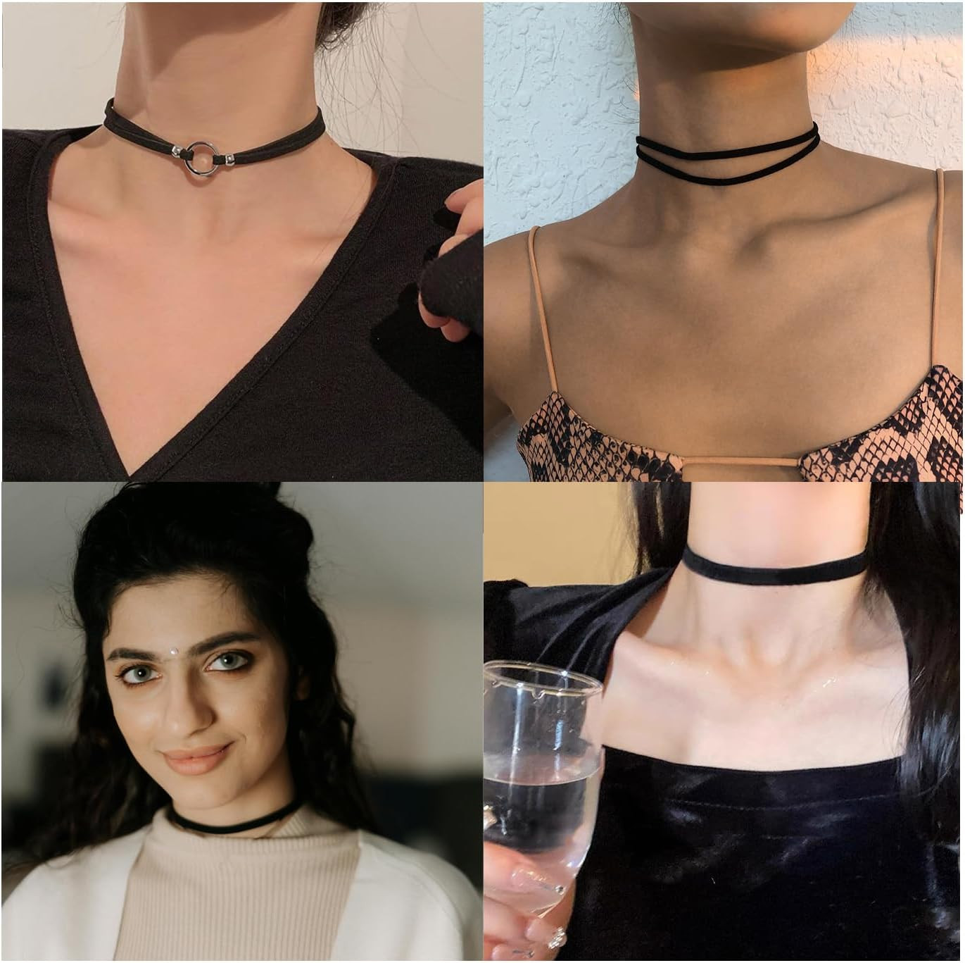 Velvet Choker Necklace for women Black Lace Choker Layered Classic Black Choker