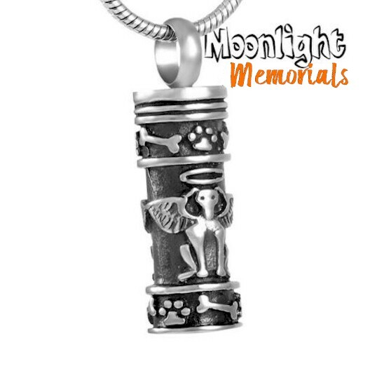 New Angel Dog Puppy Pet Urn Cremation Pendant Ashes Silver Memorial Necklace
