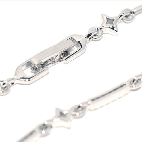 Pretty Silver White Gold Filled Clear CZ Star Bar Link Tennis Style Bracelet 7/8