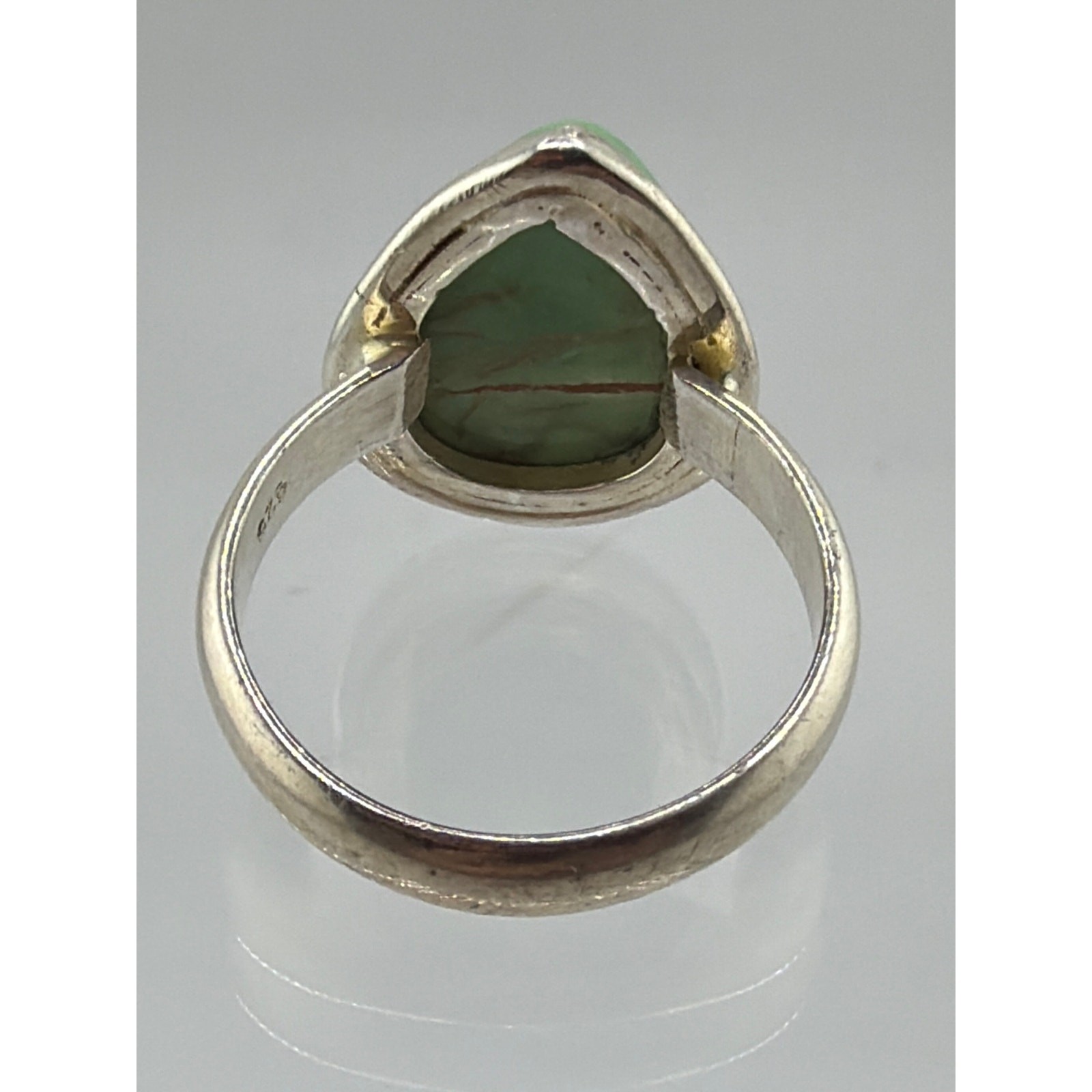 Sterling Silver Pear Shaped Green Mojave Turquoise Ring Size 7.5