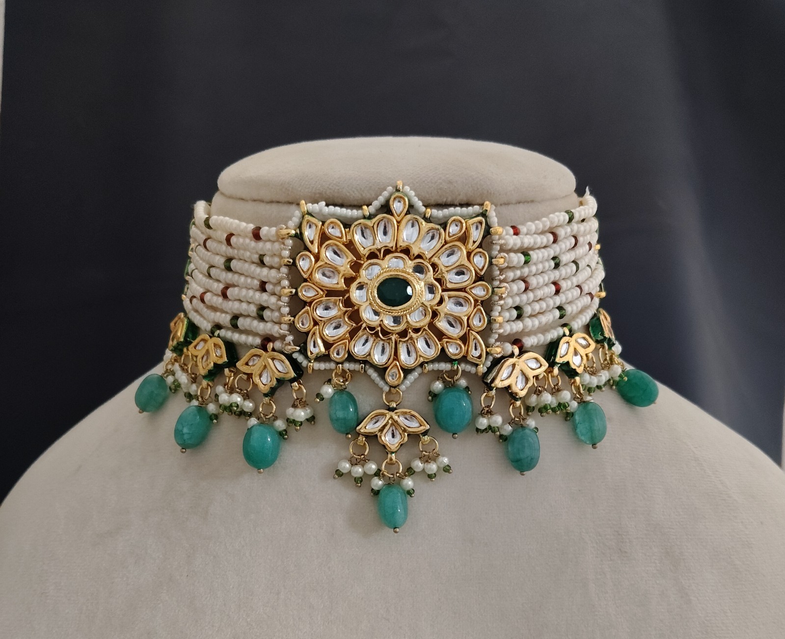 Traditional Indian Kundan Choker Set Indian Bridal Necklace Roz Jewellers.