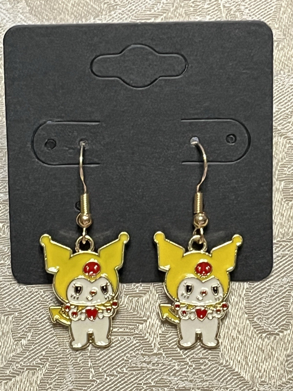 Kuromi Heart Love Cupid Gold Charm Drop Dangle Fun Boho Hello Kitty Earrings