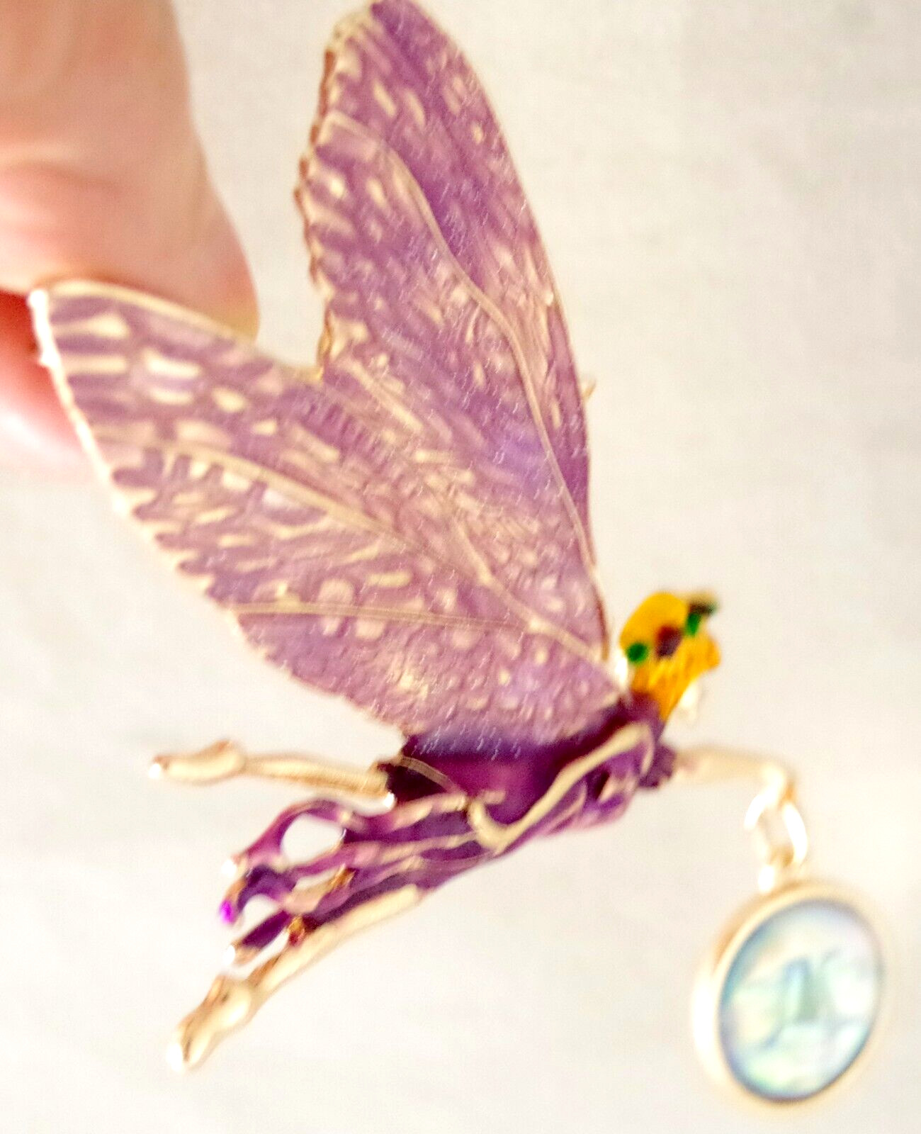 3″ NWOT DESIGNER STYLE FAIRY GODDESS w/ AB MOON FACE DANGLE PENDANT BROOCH COMBO