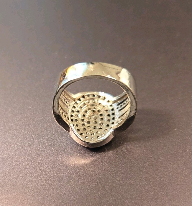 Silver Plated Black Spinel /CZ Cocktail Statement Ring