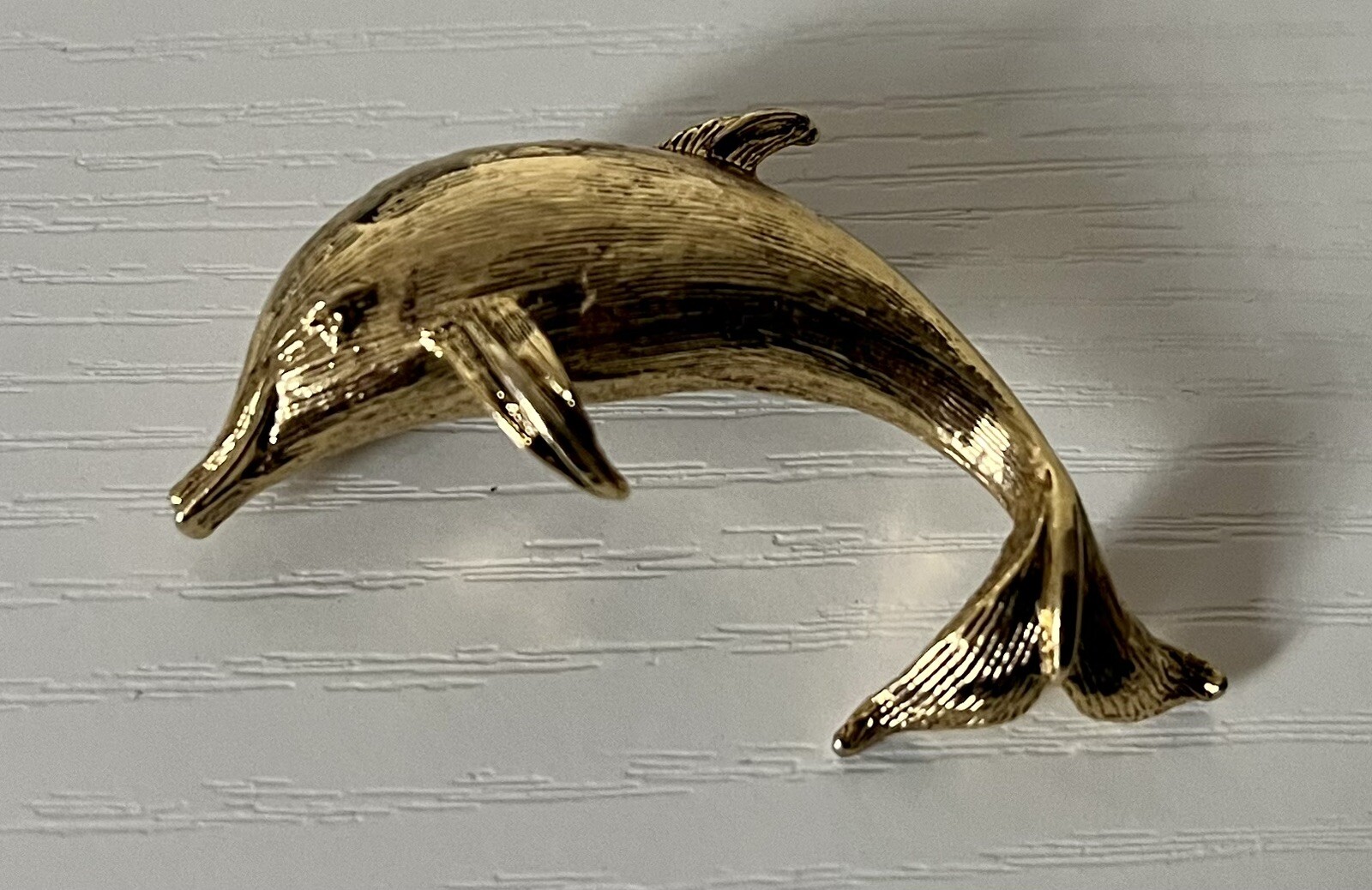 Gold Tone Dolphin Brooch, See Description