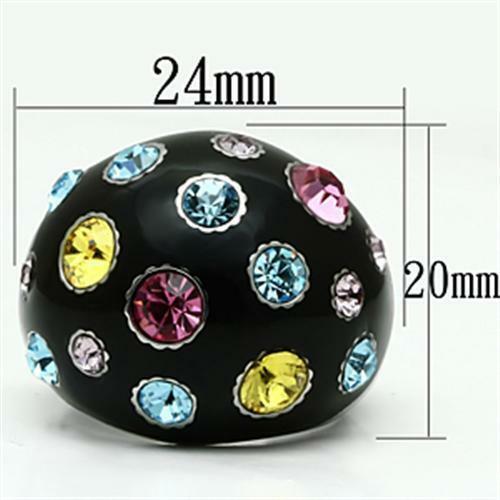 TK640 – High polished (no plating) Stainless Steel Ring with Top Grade Crystal