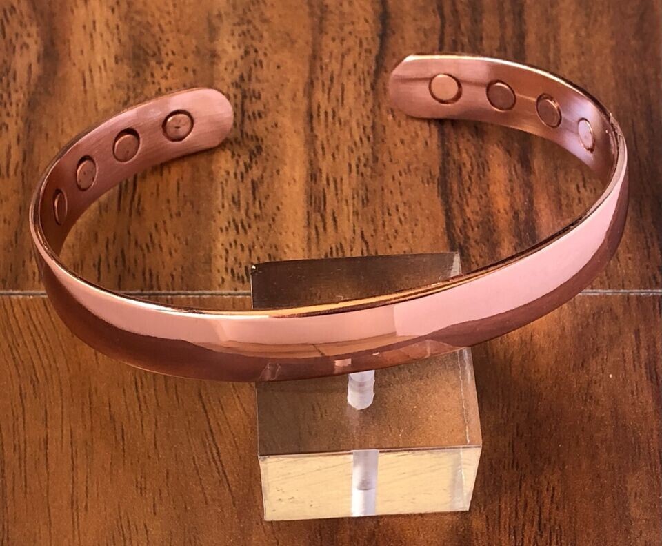 Pure Copper Magnetic Bracelet & Ring Set Dome Energy Arthritis Men Women Cuff